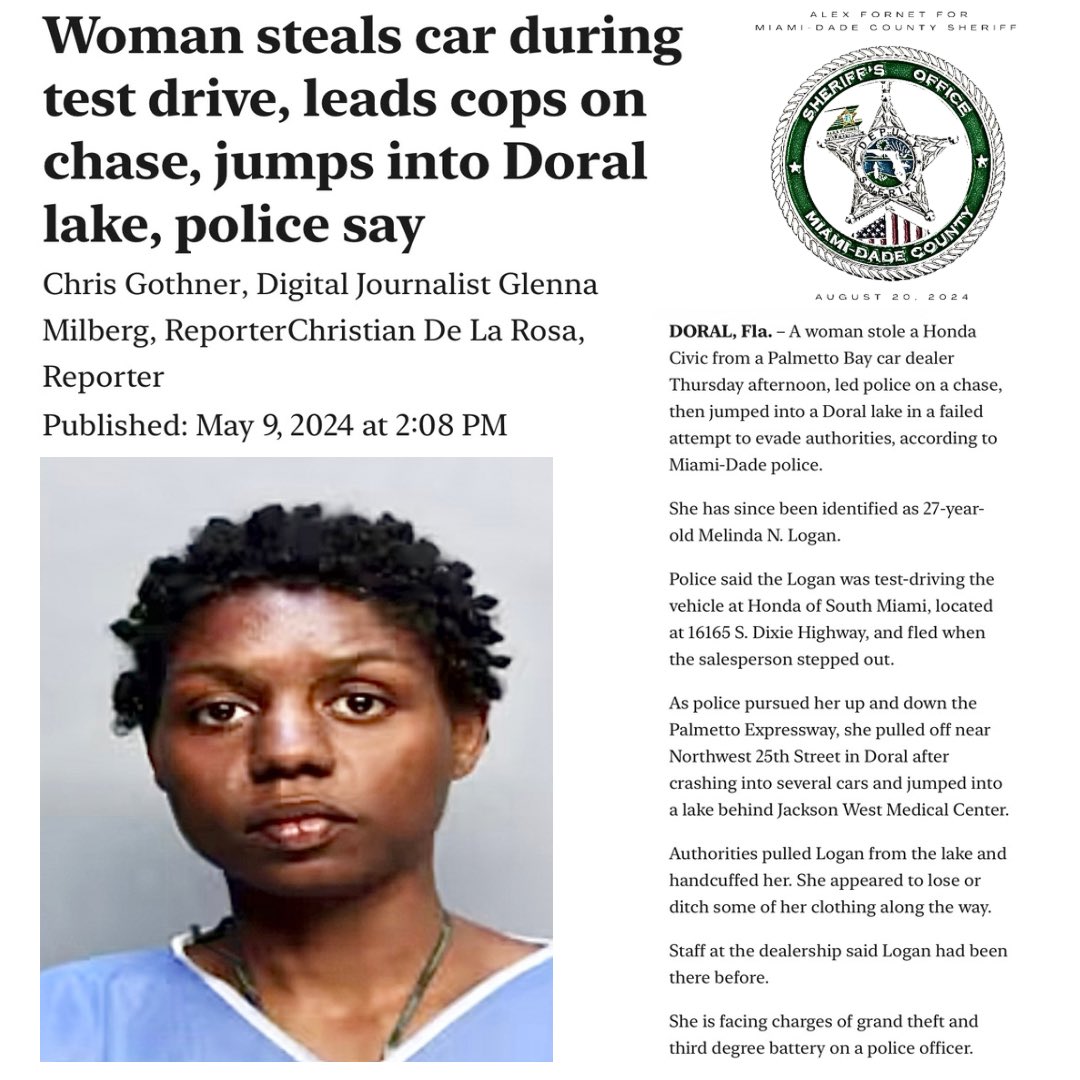 #CRIMEMIAMI #STOLENCAR #STOLENCARSMIAMI #STEALINGCARS #ANOTHERCHASE #POLICECHASES local10.com/news/local/202… #ALEXFORNETFORSHERIFF #MIAMI #MIAMIDADE #MIAMIDADECOUNTY #CRIME #NEWSHERIFFINTOWN #THELAWANDORDERSHERIFF  #VIOLENTCRIMEMIAMI #VIOLENCEMIAMI #CRIMEMIAMI #MIAMICRIME #SHERIFF