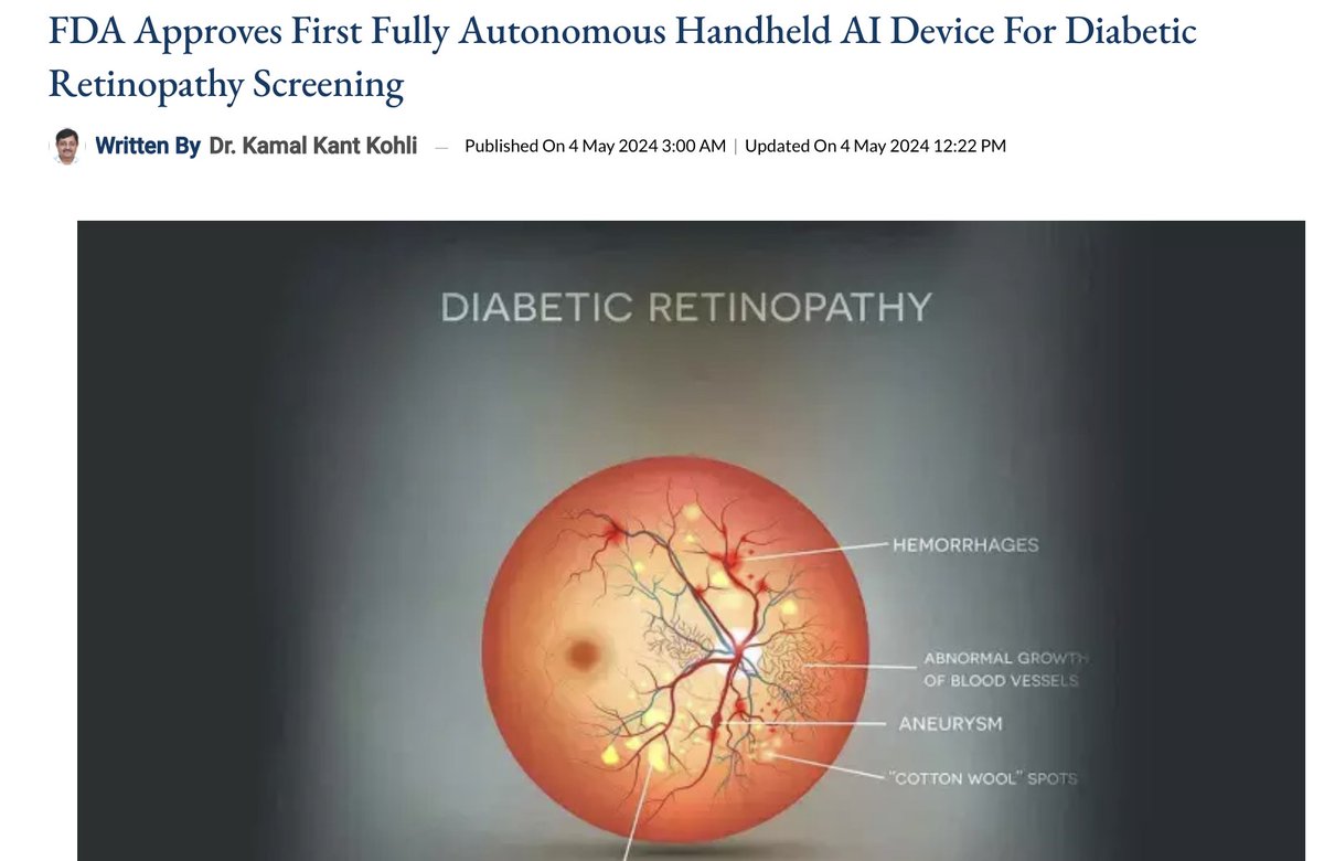 The @US_FDA has granted clearance to Diagnostic Screening technology for diagnosing referable diabetic retinopathy. medicaldialogues.in/ophthalmology/…
