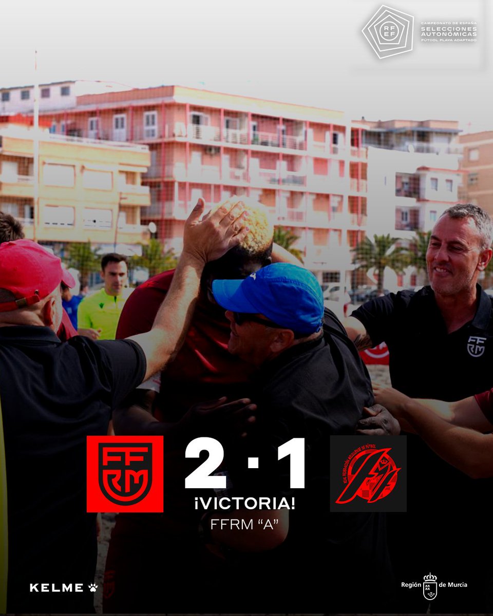 🏁 ¡FINAAAAL! ¡𝗩𝗜𝗖𝗧𝗢𝗥𝗜𝗔 por dos tiempos a uno de la FFRM 'A' contra Melilla en nuestro primer partido del Nacional de fútbol playa adaptado 👏!

🤩 ¡Gran triunfo! Seguimos! 💪 #VamosFFRM 
🌴 #RFEFesDiversidad #FútbolPlayaRFEF