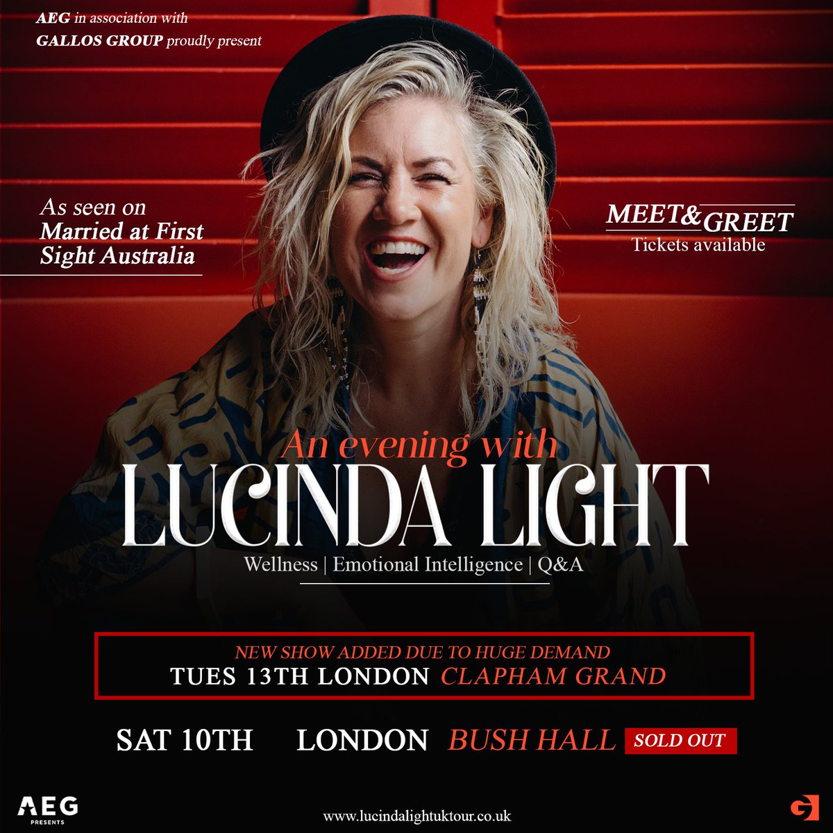 EXTRA LONDON DATE ADDED DUE TO DEMAND! Lucinda Light | UK Tour August 2024 | @TheClaphamGrand Tickets On Sale at 11am Today aegp.uk/Lucinda24