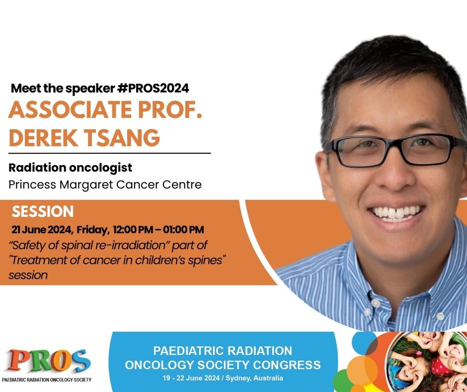Paediatric Radiation Oncology Society (PROS) (@intpros1) on Twitter photo 🎉 Meet #PROS2024 speaker - Dr. Derek Tsang (<a href="/detsang/">Derek Tsang</a> ), an Associate Professor in Radiation Oncology at the University of Toronto!
Join his session: "Safety of spinal re-irradiation" in the "Treatment of cancer in children’s spines" .
Looking forward to seeing you in Sydney! 🎉 Meet #PROS2024 speaker - Dr. Derek Tsang (<a href="/detsang/">Derek Tsang</a> ), an Associate Professor in Radiation Oncology at the University of Toronto!
Join his session: "Safety of spinal re-irradiation" in the "Treatment of cancer in children’s spines" .
Looking forward to seeing you in Sydney!