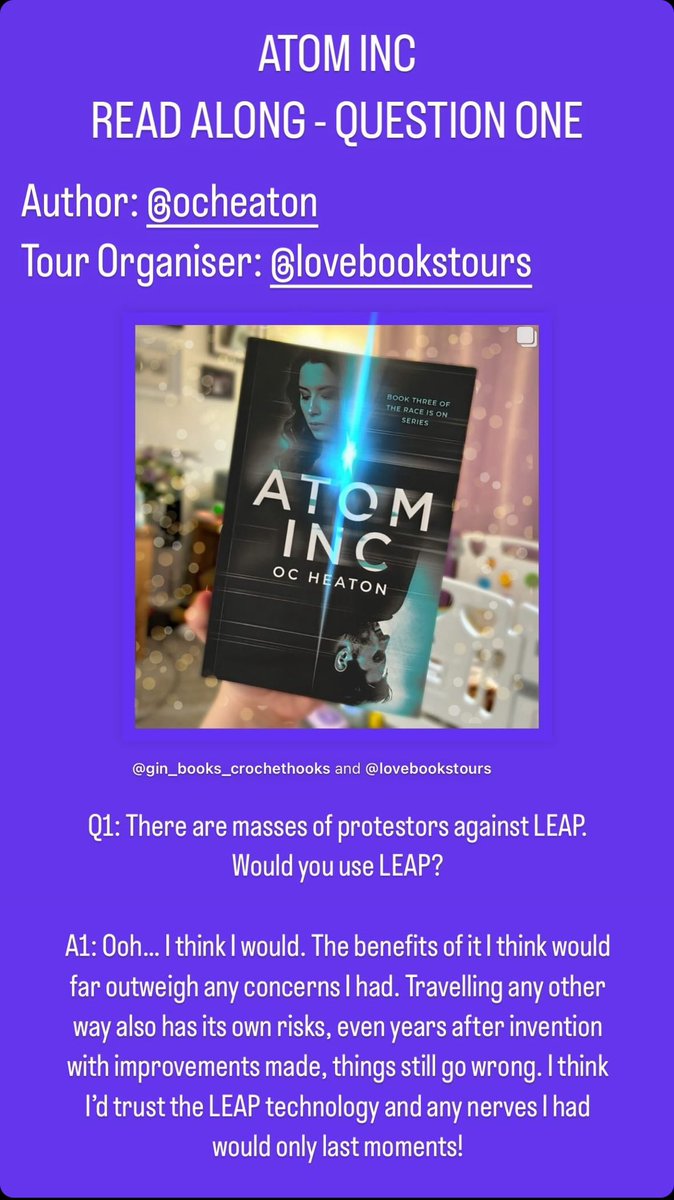 🩵⚡️READ ALONG - QUESTION ONE⚡️

Book: Atom Inc (The Race Is On Series Book 3)
Author: <a href="/OCHeaton/">O.C. Heaton</a> 
Tour Organiser: <a href="/Lovebookstours/">Love Books Tours</a> 

🩵🩵🩵🩵🩵🩵🩵🩵🩵🩵

instagram.com/p/C6Yza3yohzz/…