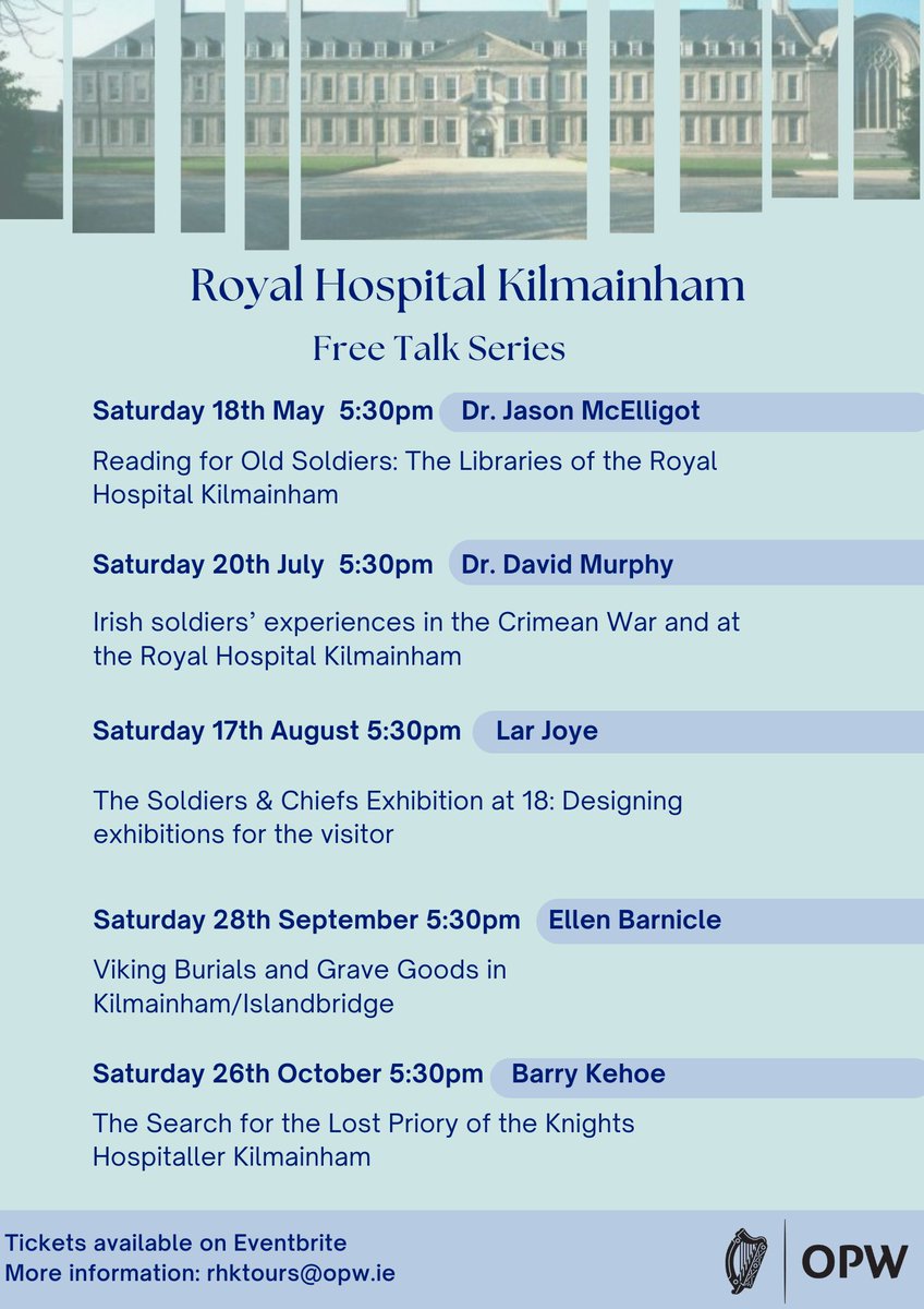 We are delighted to our 2024 lecture series. These FREE talks draw on the wide history to tell a fascinating range of stories. Tickets found at Eventbrite. For more information, email rhktours@opw.ie eventbrite.com/o/opw-64034001….. @opwireland @HeritageIreOPW