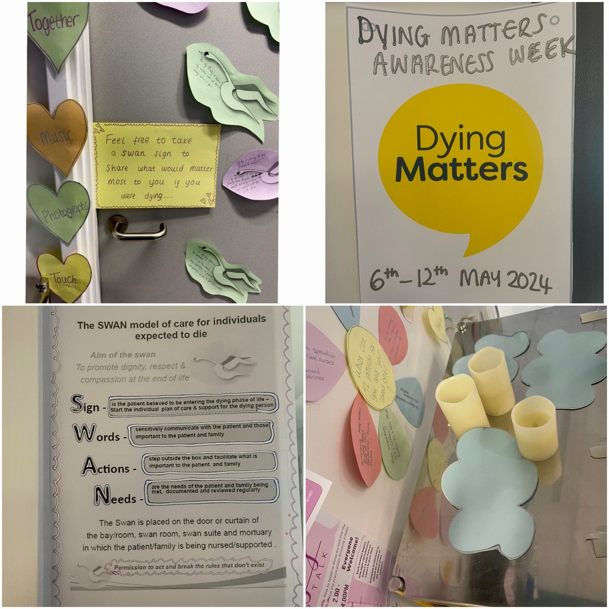 #DyingMattersAwarenessWeek ! An absolute Important topic to ensure care provided at the end of a life is of the highest quality❤️ Great team discussion. Thanks to our link nurses Hayley, Kath,Daisy&Sonia for the display board! @dyingmatters @NCANursing @giphties @SalfordCO_NHS