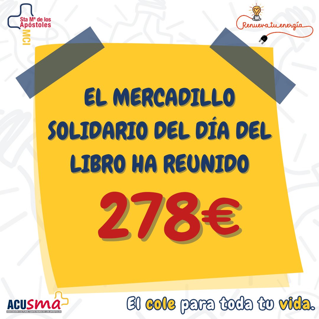 📚❤️ ¡Entre tod@s hemos conseguido 278€ para el Proyecto Solidario de 'La casita de @mnazariaignacia' en #BuenosAires 🇦🇷.

🙏🏾 G.R.A.C.I.A.S. 🙏🏻

@BajarCalle_SF @EuropaMci #Solidaridad #ODS #DíaDelLibro #Educación #Madrid #Carabanchel