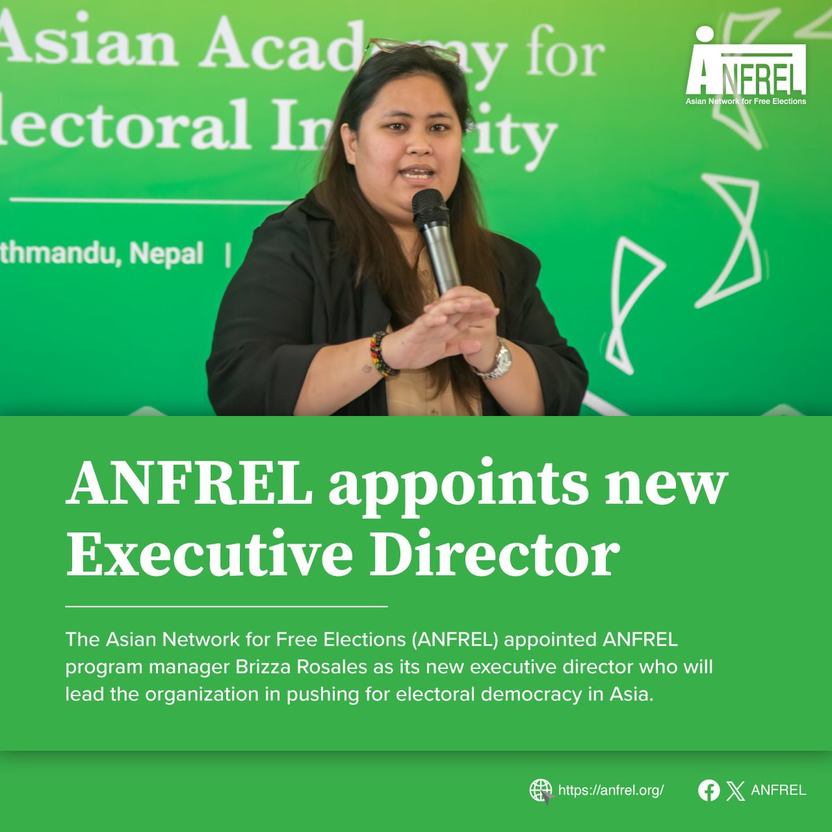 The Asian Network for Free Elections (@Anfrel) is pleased to announce the appointment of ANFREL program manager Brizza Rosales as our executive director. Congratulations, Brizza! Know more here: anfrel.org/anfrel-appoint…