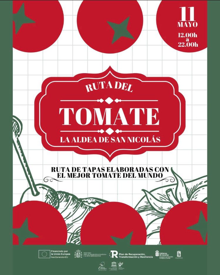 🗓️Mañana, día 11 de mayo, de 12.00h a 22.00h

🍅Tendrá lugar la Ruta del Tomate, una ruta de tapas elaboradas con el mejor tomate del mundo, en La Aldea de San Nicolás

#LaAldeaDeSanNicolas #UnPuebloUnico