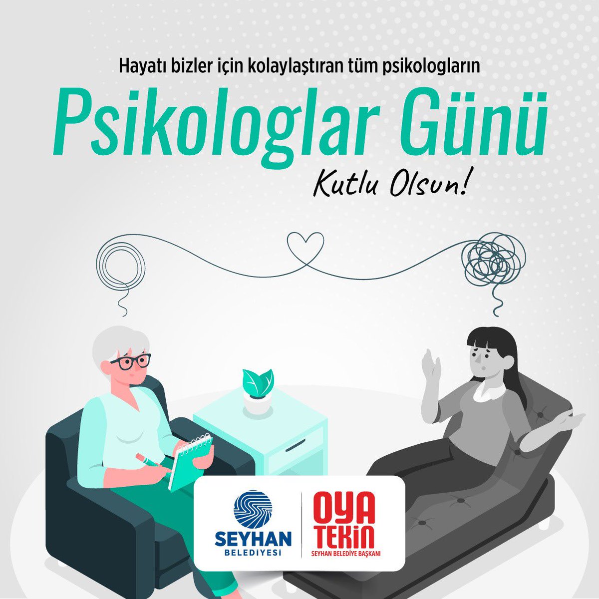 Kıymetli Psikologlar, ruh ve zihinlerimizin rehberleri! Zihin dünyamızı aydınlatan, etik ilkelerinden şaşmadan toplum sağlığı için özveriyle çalışan, hayatı bizler için kolaylaştıran tüm psikologların günü kutlu olsun. Seyhan Belediyesinde Seyhanlılar için ücretsiz psikolojik…