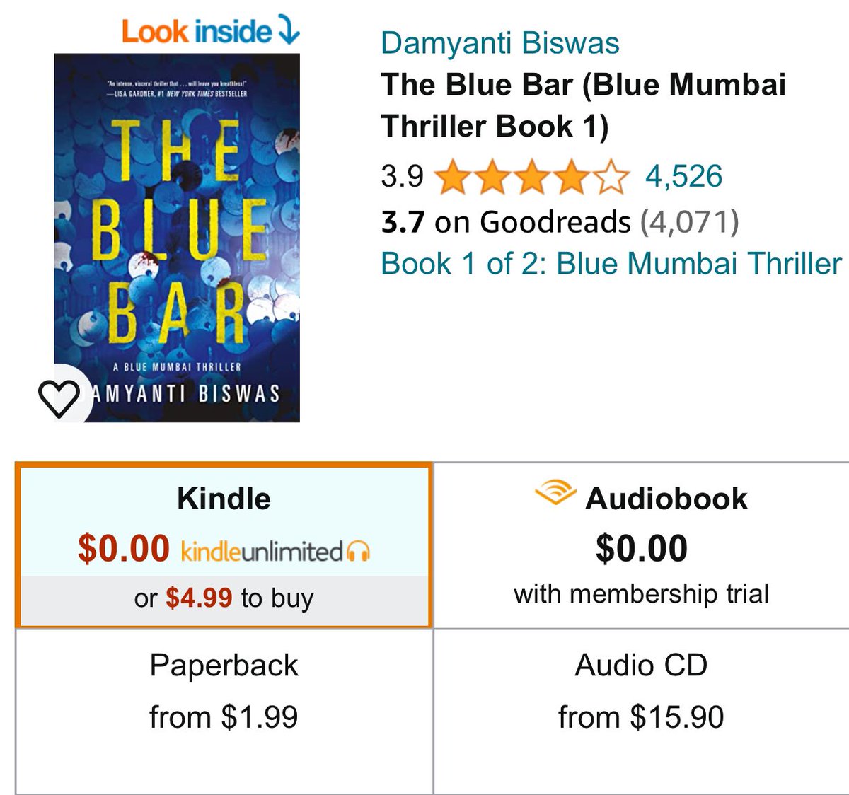 #Booktwt THE BLUE BAR paperback is on 1.99 offer. If you like books by Lisa Gardner, Tana French, Jodi Picoult, Mary Kubica, Ruth Ware, try The Blue Bar. 📘In gritty, glam Mumbai, a police inspector and a bar girl in love are unaware the same predator is watching them both.