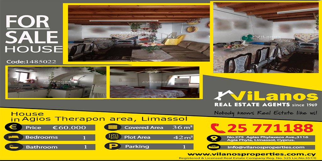 🏠For Sale House in📍Agios Therapon area,Limassol,Cyprus
🛏 1 Bedroom🛀1 Bathroom🚽1
📏Covered area 36 SQM📏Plot Area 42 SQM
💶€60,000🔹Code: 1485022
☎️Call Us On 25-771188
#oriele #amici23 #YOASOBI #PSGBAR #Perletti #englot #OlivierAwards #salesforce #HellsKitchenThailand #new