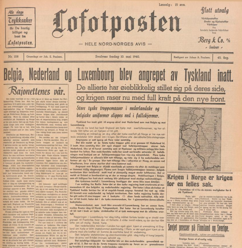 #HitlerStalinPact Lofotposten, still free press in Norway: 'Belgium, Netherlands and Luxembourg are attacked by Germany during night' 'Soviets put pressure on #Finland and Sweden' Lofotposten, fredag 10. mai 1940
nb.no/items/30eb6a5a…