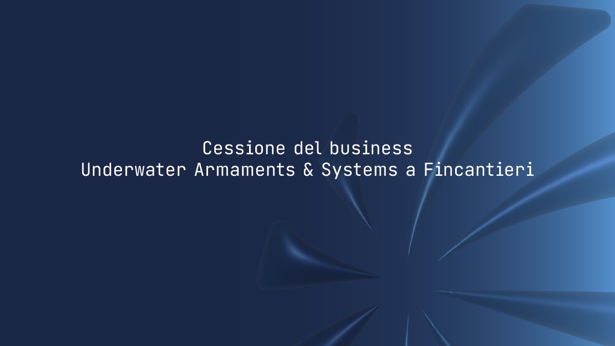 🔴#LDO_CS #Leonardo comunica di aver firmato un accordo vincolante per la vendita della linea di business Underwater Armaments & Systems (#UAS) a @Fincantieri. lnrdo.co/4dr3TrE