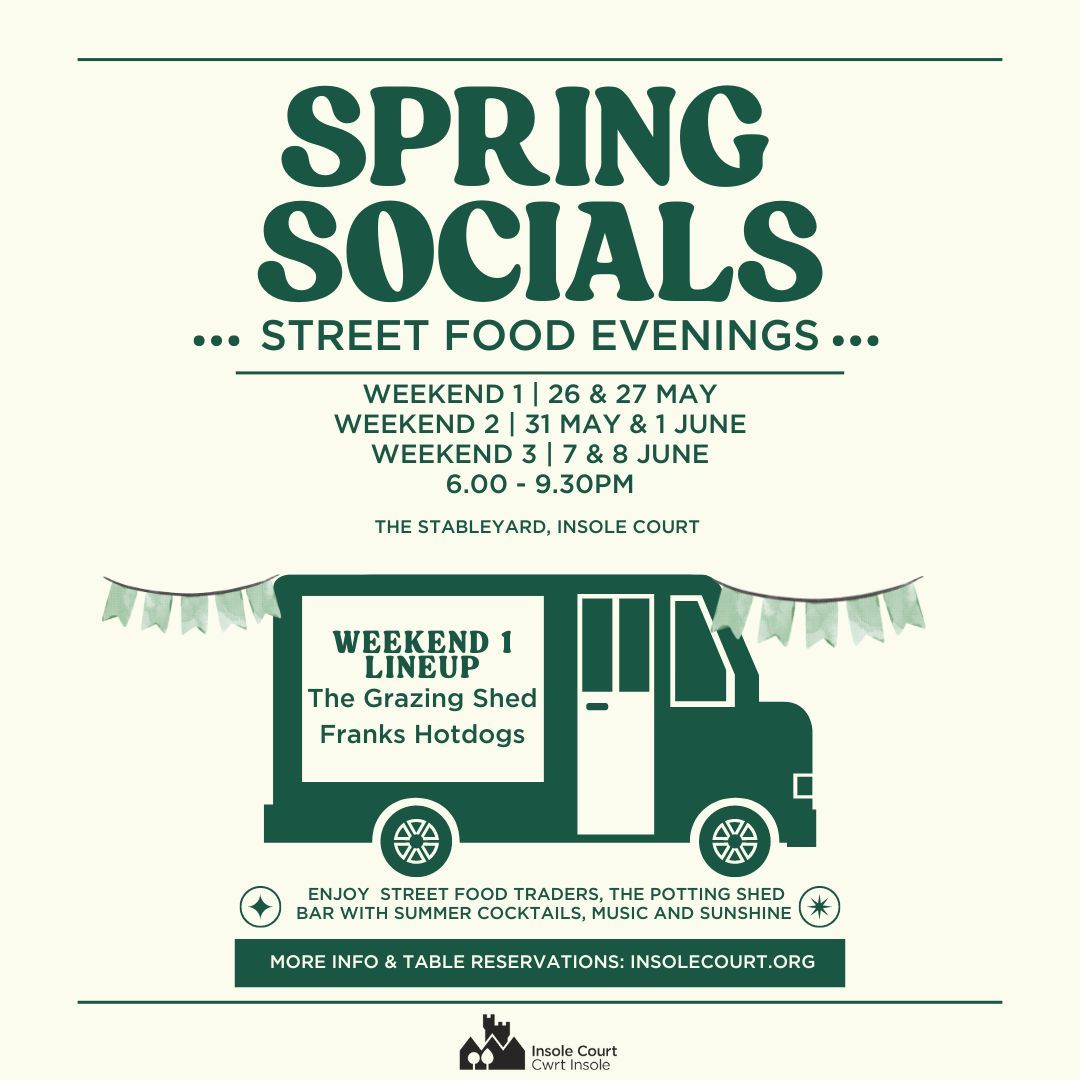 SPRING SOCIALS - Weekend 1 🌳 🍔 🌭 

On 26th and 27th May we will be opening up the stable yard for our new spring socials. Enjoy street food traders, a Potting Shed bar with summer cocktails, music and sunshine.

🎟️ Reserve your table here insolecourt.org