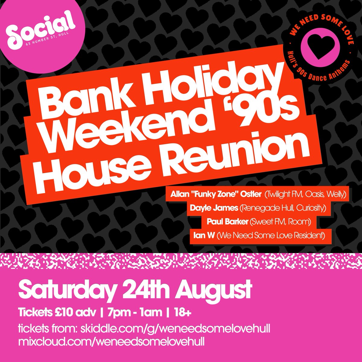 // JUST ANNOUNCED // ON SALE // We Need Some Love hosts an epic House Reunion this August Bank Holiday weekend, playing all the 90s Dance classics from Juliets, Room, Welly and Oasis! 📅 Saturday 24th August 🎟 book tickets: bit.ly/WeNeedSomeLove