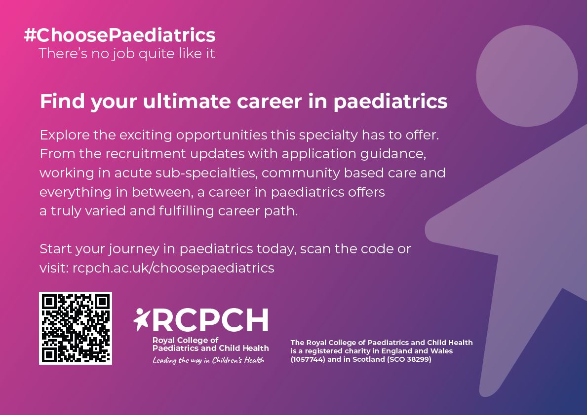 Help to inspire more people to #ChoosePaediatrics with our poster - download and put up in your workspace today! 👉 ow.ly/TXkN50RA7il