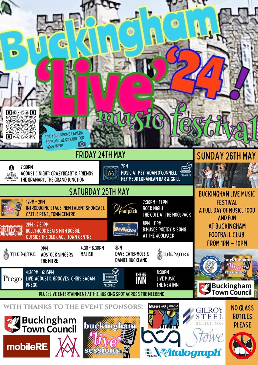 The countdown is on to the Buckingham Live 24🎶From 24th - 26th May, the town will be buzzing with incredible performances at various locations, leading up to a grand finale at Buckingham Football Club. Don't miss out on this jam-packed programme of live music entertainment!