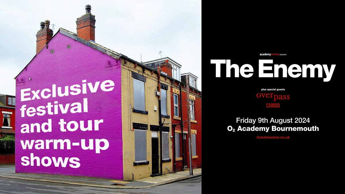 Now on sale! Indie rock band @theenemyband will be performing an exciting festival and tour warm up show at #O2AcademyBournemouth on Fri 9 Aug. Grab your tickets now 👉 amg-venues.com/XHE350RAhS2 #TheEnemy