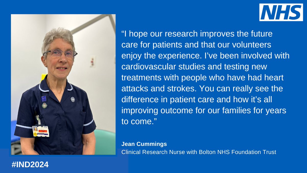 Sunday 12 May is International Nurses' Day 2024! 

Earlier this year Jean Cummings, a Clinical Research Nurse with Bolton NHS Foundation Trust, celebrated 60 years working for the NHS. 💙
#IND2024

Read more here : england.nhs.uk/north-west/202…