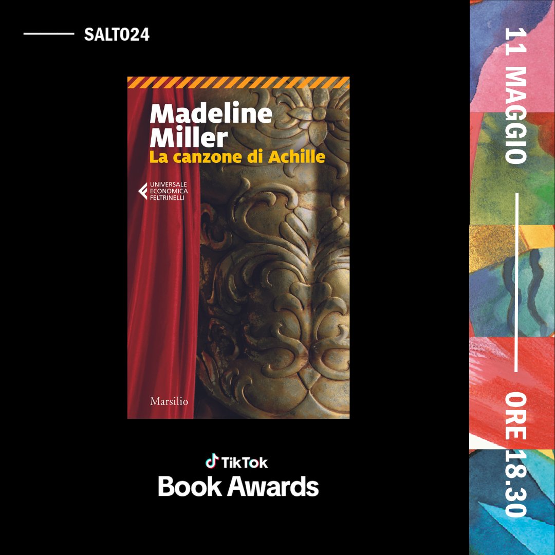 🗓 Oggi 11 maggio alle ore 18.30 la cerimonia di premiazione dei TikTok Book Awards ai quali 'La canzone di Achille” di Madeline Miller è candidato come Revival dell'Anno. 📍Auditorium, Centro Congressi #Marsilio #SalTo24 #TiktokBookAwards