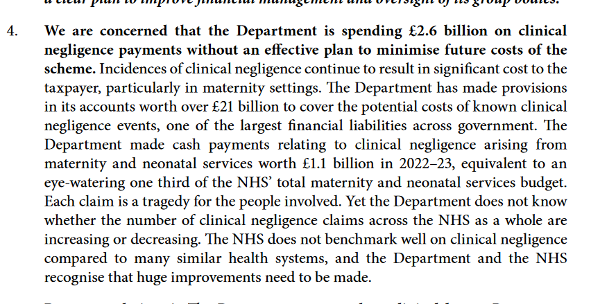 HMAnderson39's tweet photo. Shocking figure from today's Public Accounts Committee report - the health department spent  £1.1bn on maternity clinical negligence claims, equivalent to a third of the total maternity services budget https://t.co/WftKXWaBHF