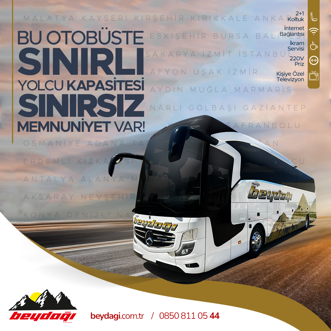 Bu otobüste sınırlı yolcu kapasitesi, sınırsız memnuniyet var! 😎😏

0850 811 05 44
beydagi.com.tr