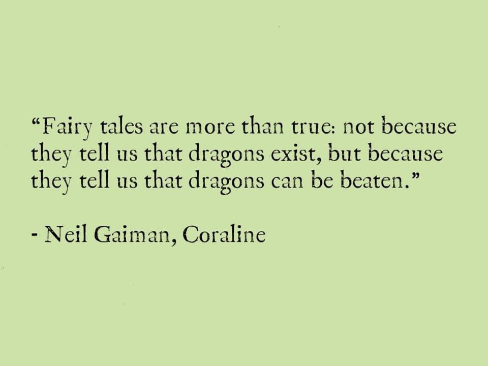 The importance of fantasy stories to give us hope and understanding of both ourselves and others. #neilgaiman #coraline #fantasy #hope