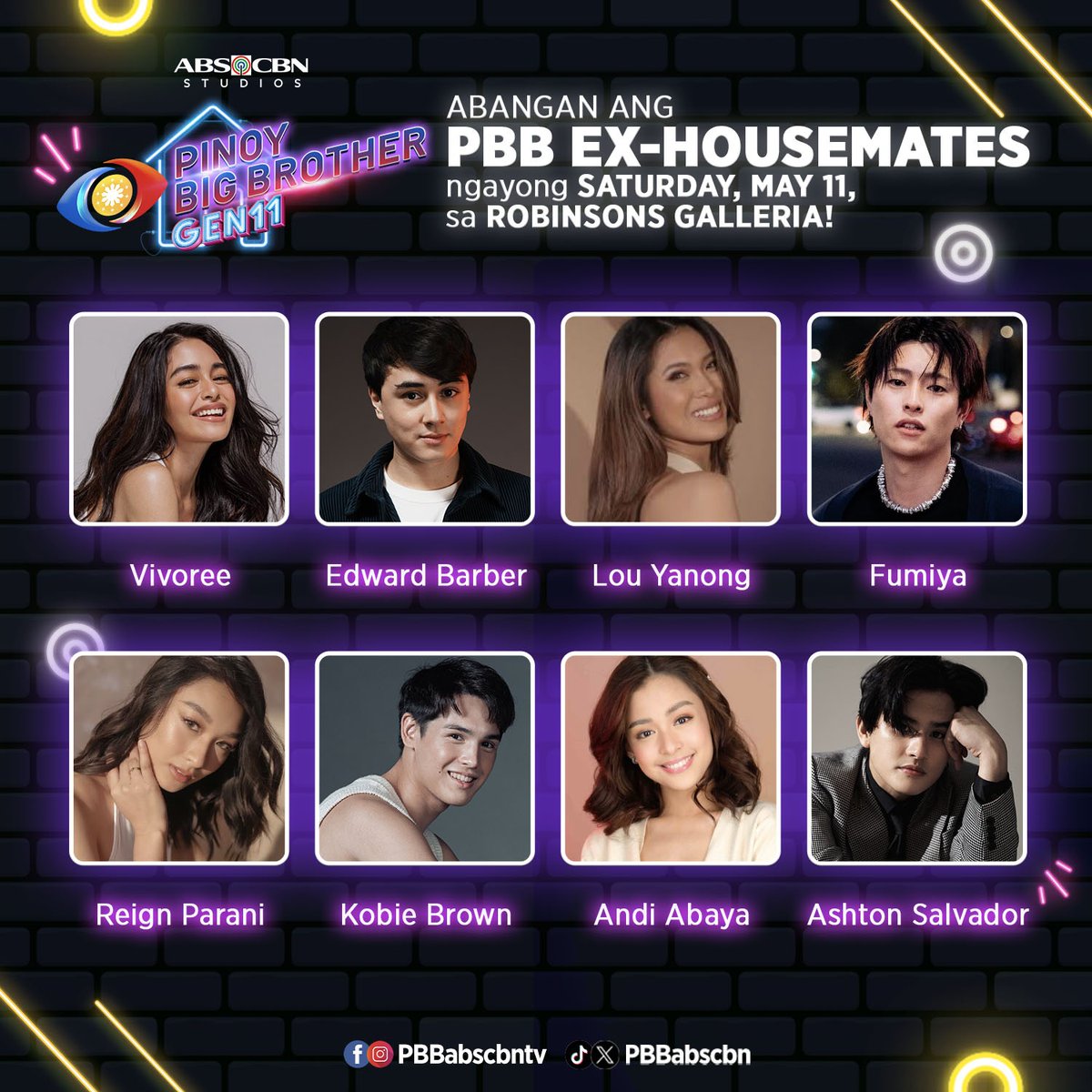 They're ex-housemates ni kuya, of course bibisita sila sa auditions sa Robinsons Galleria!💪😎 Aspiring housemates, abangan sina Vivoree, Edward Barber, Lou Yanong, Fumiya, Reign Parani, Kobie Brown, Andi Abaya, and Ashton Salvador sa #PBBGen11Auditions bukas sa Robinsons…