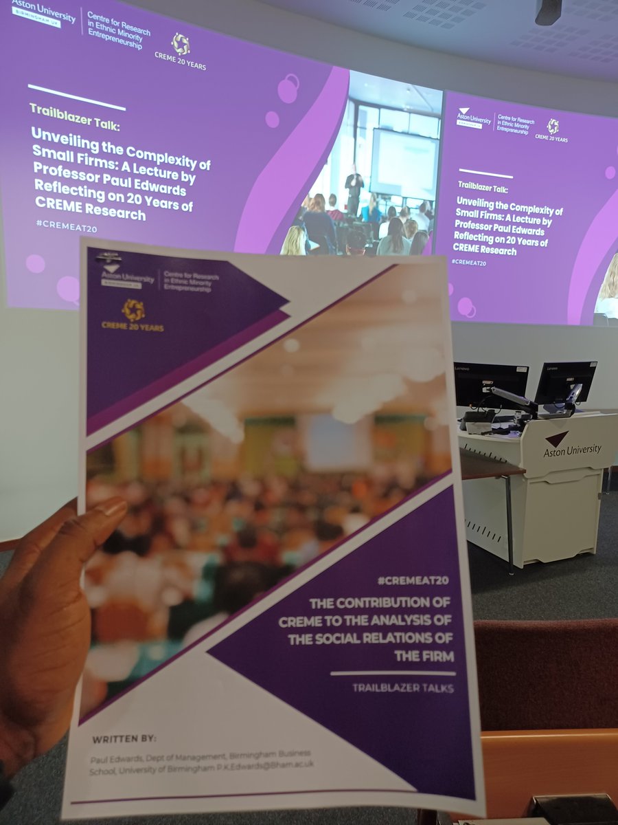 🗣️ | #FactualFriday

🔈 | Yesterday, we commenced 🏌️ our #CREMEat20 events with our inaugural Trailblazer Talks, led by Prof Paul Edwards,  of @UoB_Business , on 'The Contribution of CREME to the Analysis of the Social Relations of the Firm' at @AstonBusiness .