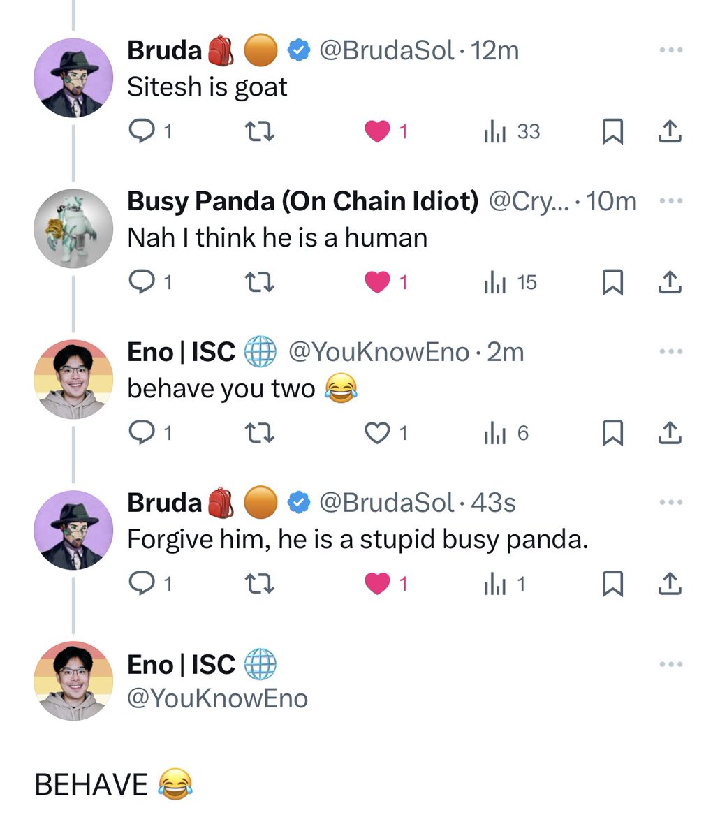 bruda, a stupid busy panda, and a stablecoin maxi shitposter walk into a bar…
