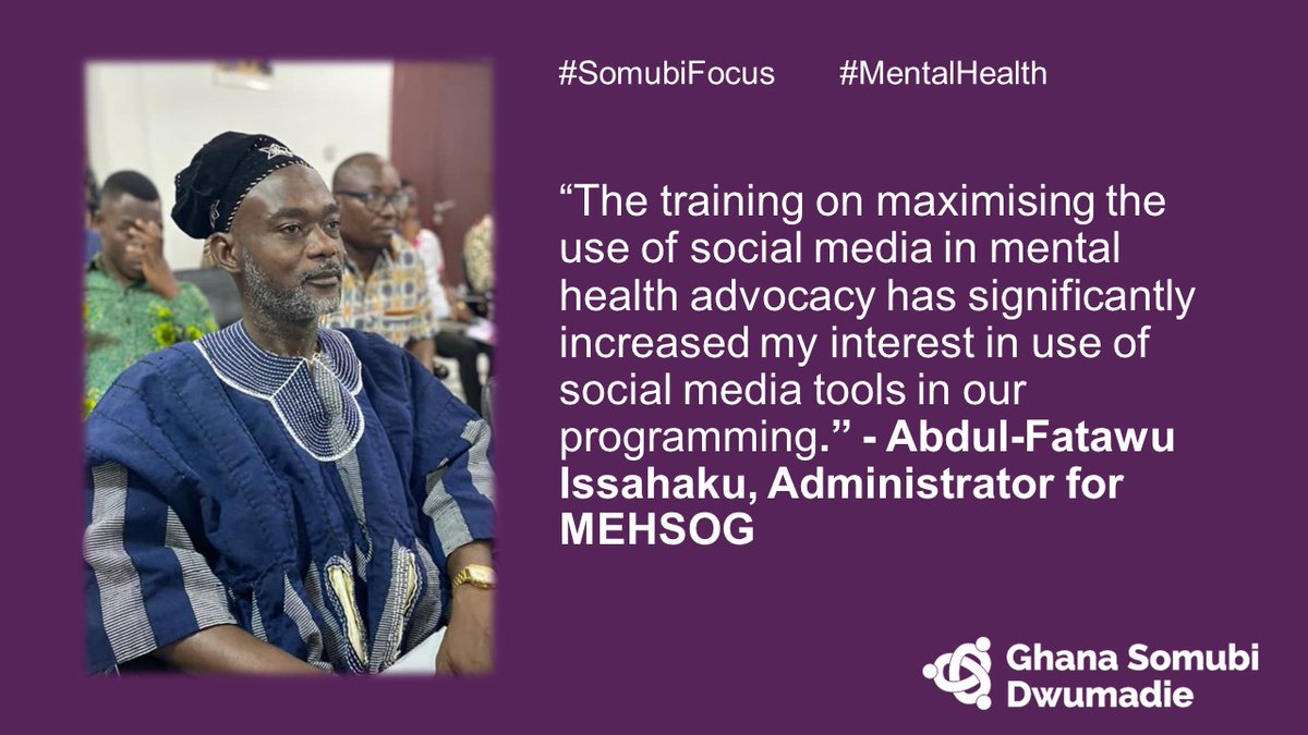 Abdul-Fatawu is intrigued by the power of social media and is ready to leverage tools to enhance the work he does on #MentalHealth following the Alliance meeting convened by @BasicNeedsGh. This film highlights some of our work with @mehsog: bit.ly/3ybs3Gy #SomubiFocus