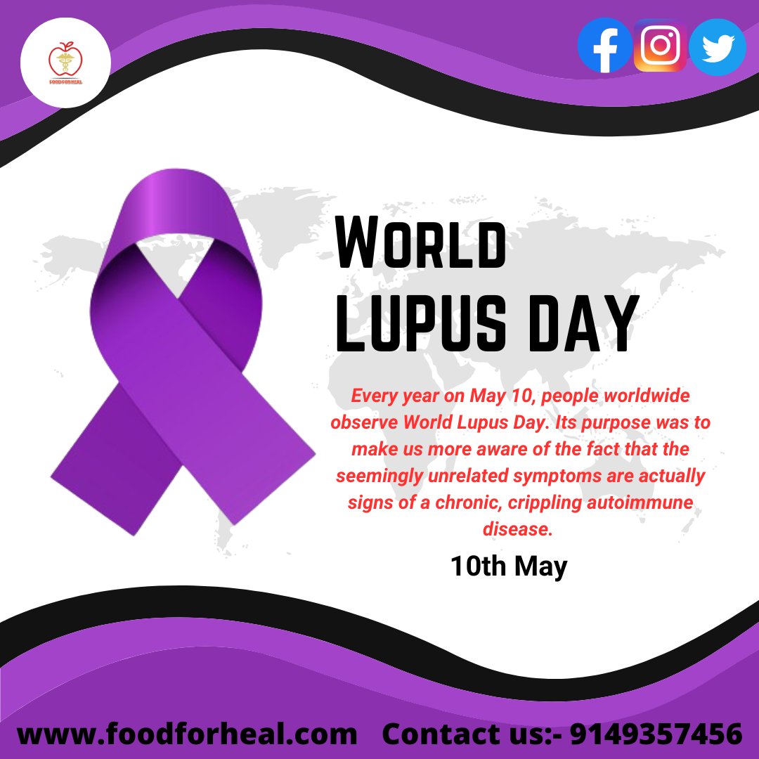Every year on May 10, people worldwide observe World Lupus Day. Its purpose was to make us more aware of the fact that the seemingly unrelated symptoms are actually signs of a chronic, crippling autoimmune disease.
#foodforheal
#masalasalt
#dietitian
#dietplan
#WorldLupusDay