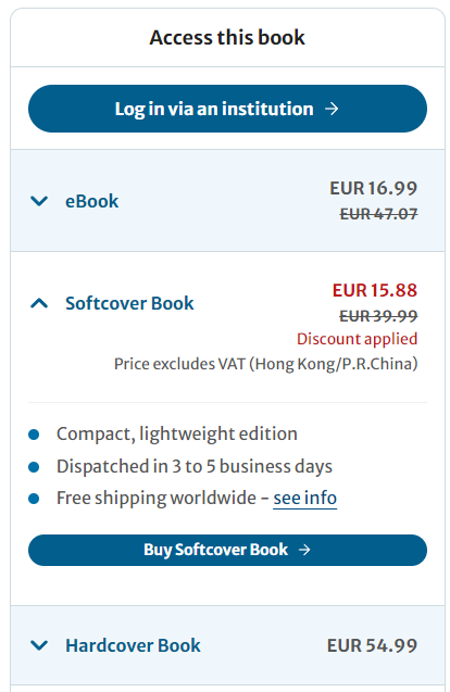 Today's SpringerNature price lottery produced a substantial discount. Our softcover book is currently EUR 15.88, in case you ever considered getting it but thought it was expensive. 👇

link.springer.com/book/10.1007/9…