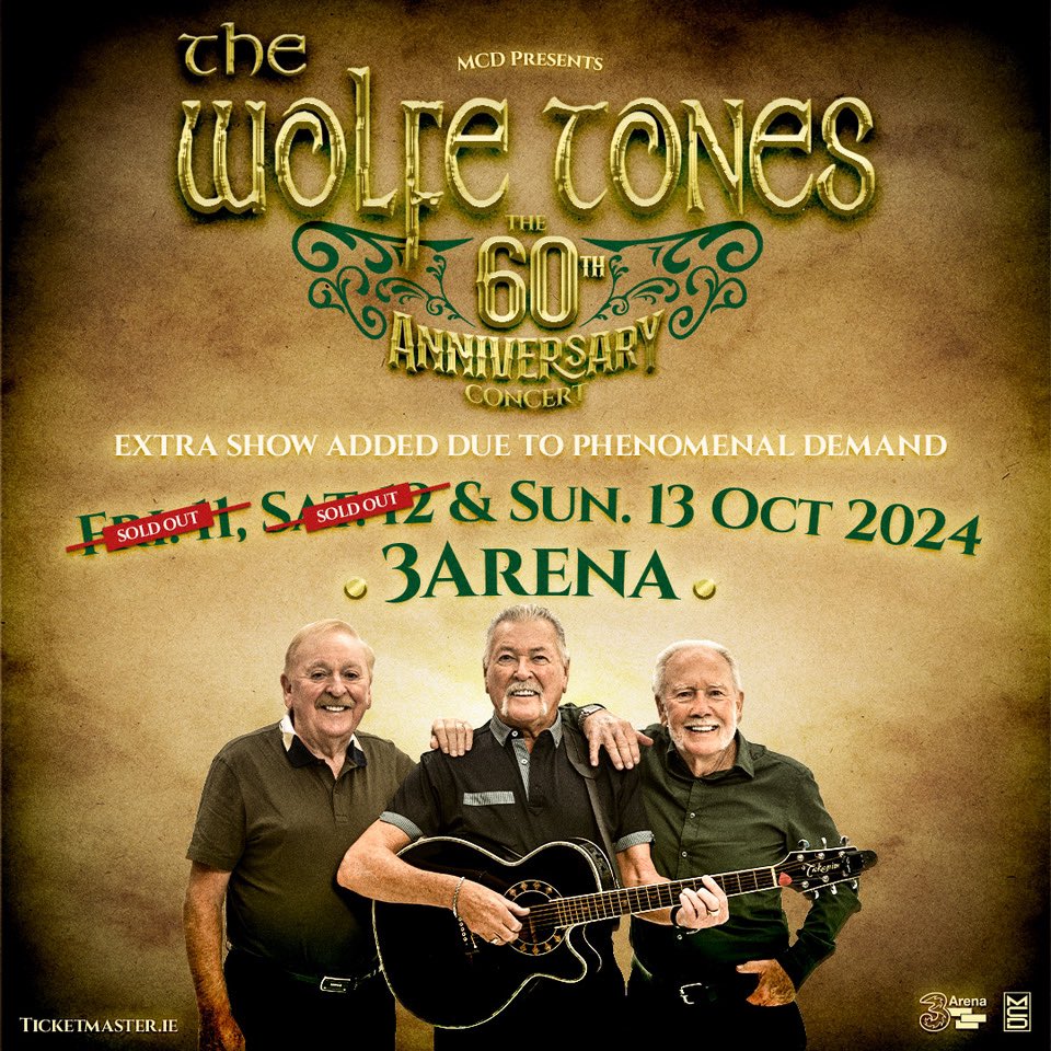 *** LAST 3ARENA SHOW ON SALE NOW! *** Tickets from ticketmaster.ie/the-wolfe-tone… #wolfetones #wolfetones60th #3arena #3arenadublin