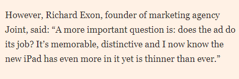 Re Apple ad apology. Ordinarily I'd agree with the below but in this case the ad also revealed something about the company - namely its disdain for all non-tech creative process and inability to see what it was saying. ft.com/content/1f7314…