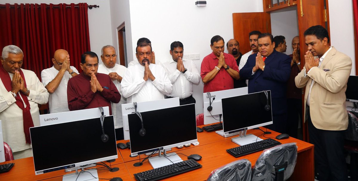 The opening of #SLPP's new Election Operations Headquarters in Battaramulla, with the participation of Party founder, Mr. @basilrajapaksa, Party General Secretary Sagara Kariyawasam, and other MPs.