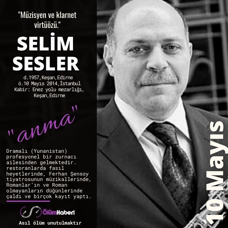 GÜNÜN ANMALARI.. (10. Mayıs)
Leyla Gencer
Selim Sesler
Necdet Tosun
olumhaberi.com/anma-zamani/  tarih sayfası değildir. Ancak ölüm yıldönümlerinde 'insani hatırlatmalar' yapar 
#anma #istanbul #tarih #LeylaGencer #SelimSesler
#NecdetTosun