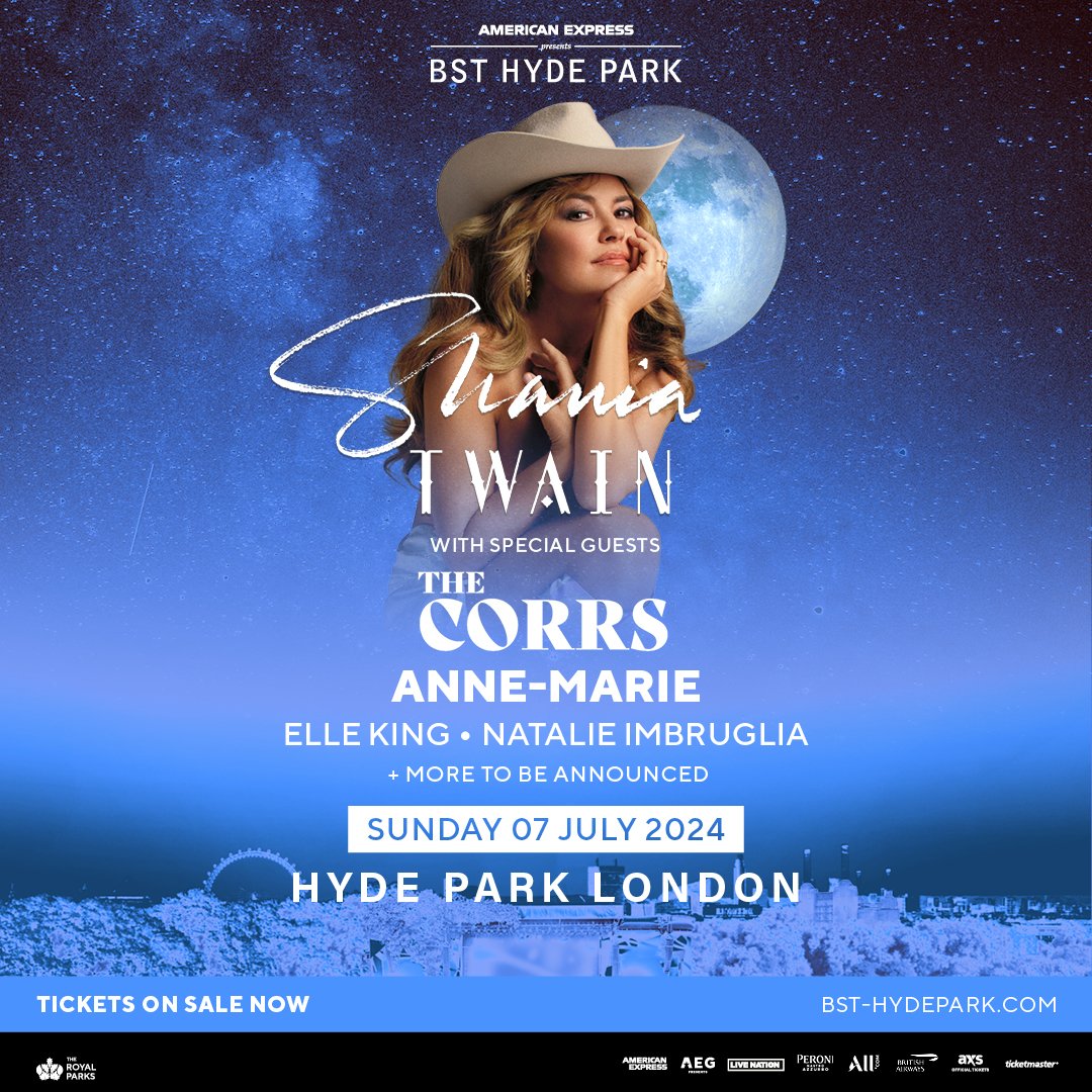We’re so excited to announce that @AnneMarie, @ElleKingMusic and @natimbruglia are joining @ShaniaTwain and @CorrsOfficial at American Express presents BST Hyde Park on Sunday 7 July ✨ Book your tickets now at bst-hydepark.com/events/shania-… VIP tickets and hospitality packages are