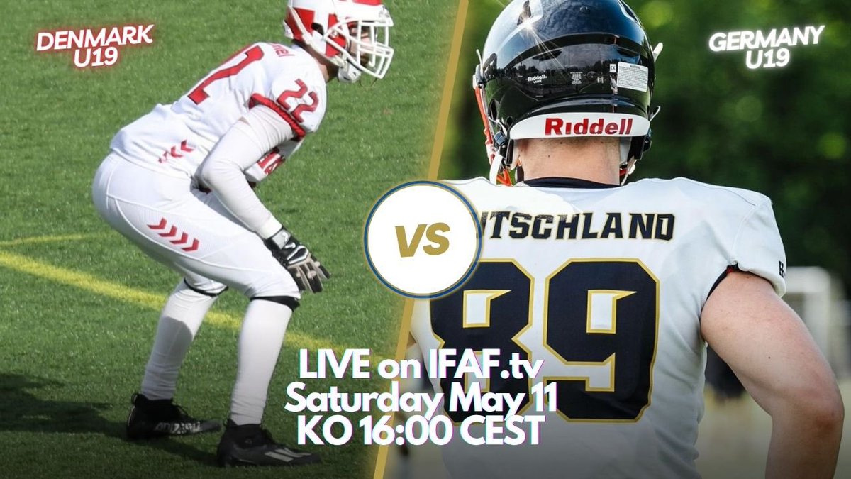 Two huge games from the IFAF European U19 Championship this Saturday.

Both are live on IFAF.tv

Denmark 🇩🇰 v 🇩🇪 Germany
Italy 🇮🇹 v 🇫🇷 France