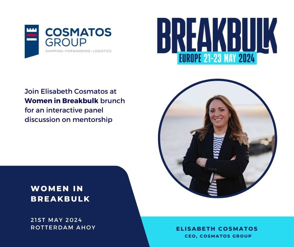 Women in Breakbulk has some excellent events on the agenda which I am proud to be participating in. Looking forward to connecting with other amazing females in #breakbulk, #heavylift and #projectcargo.#mentorship #CosmatosGroup #CosmatosShipping #TrusttheExperts #logistics