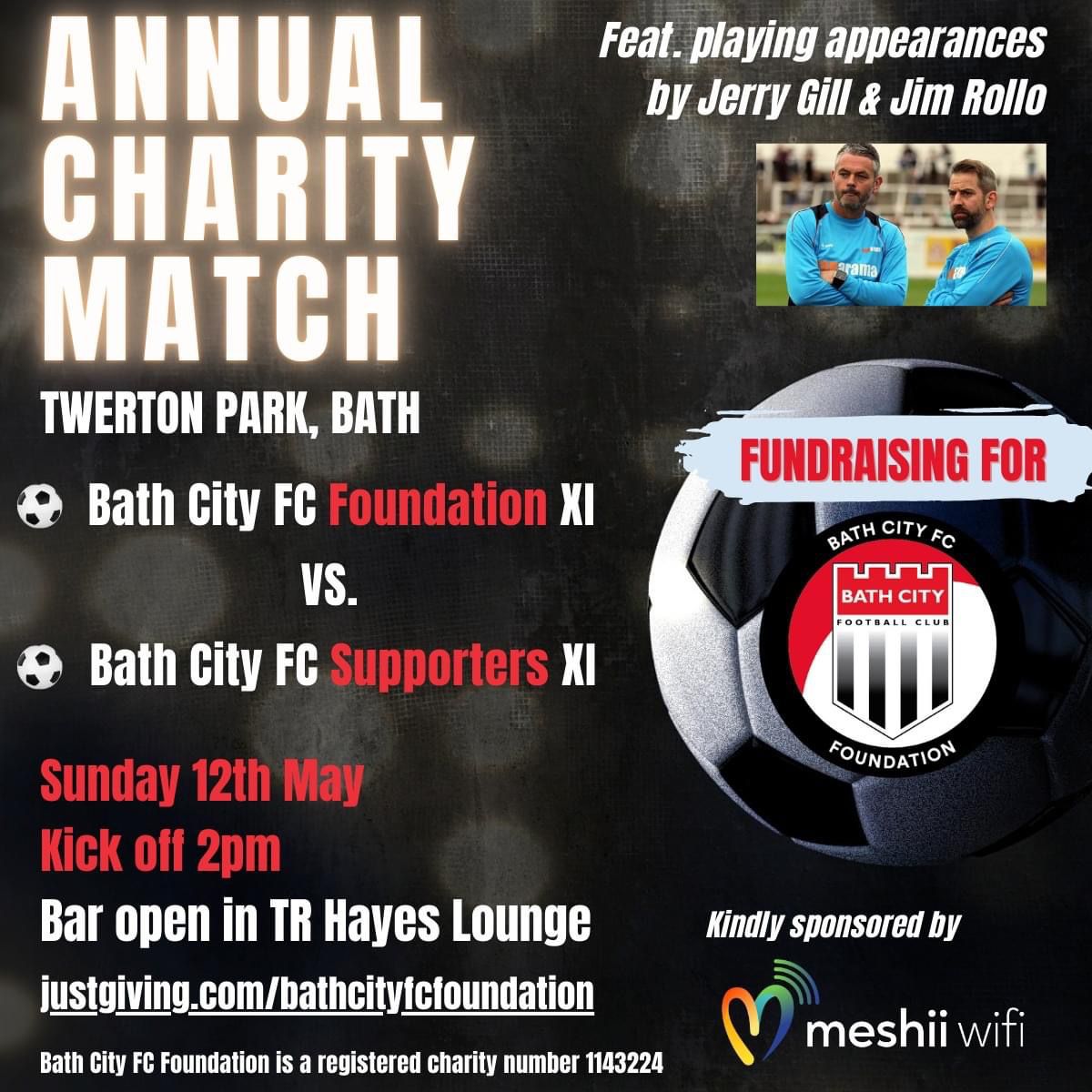 🆚 Looking for your football fix this weekend?

Twerton Park will play host to a Supporters vs Foundation match, with funds being raised for the <a href="/BCFCFoundation/">Bath City FC Foundation</a> 

2PM Kick Off. Entry is free with donations welcomed.

⚫️⚪️ #Romans