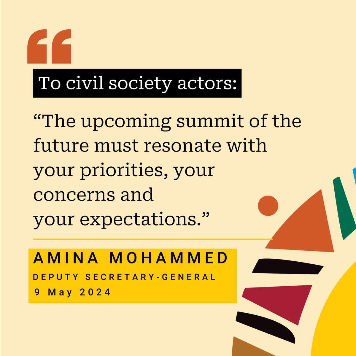 The 69th @UN Civil Society Conference is #HappeningNow in Nairobi, Kenya, for the first time ever in Africa. 70% of the registered organizations are from Africa & 40% are youth-led. @AminaJMohammed urged civil society to raise their voices ahead of the Summit of the Future.
