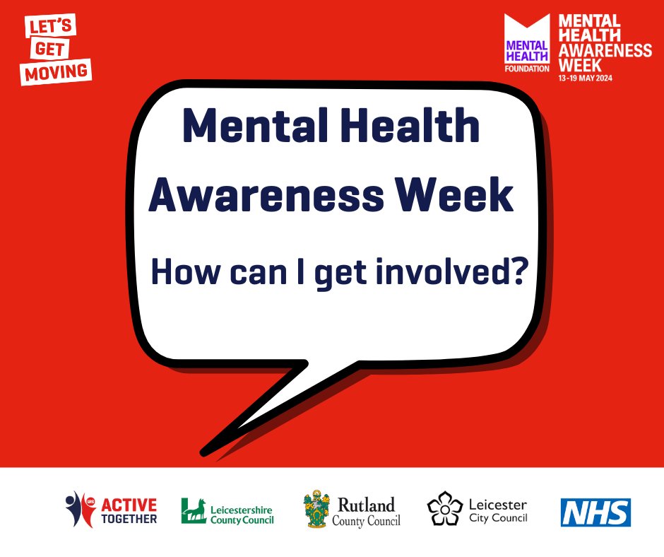 Lets get moving this Mental Health Awareness Week! Take a look at @ActiveLLROrg dedicated page, packed full of signposting support and a handy calendar where you can find movement suitable for you: active-together.org/mental-wellbei… @LPTnhs | @NHS_LLR | @livewellleics | @Leic_hospital