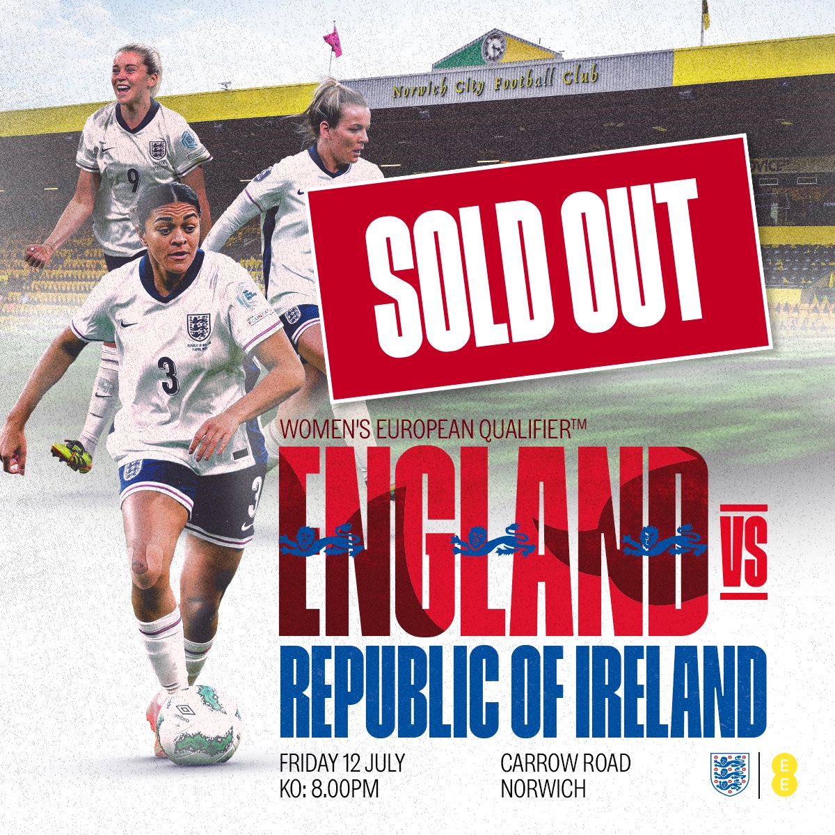 All available tickets for our #WEURO2025 qualifier against Republic of Ireland at @NorwichCityFC have now sold out! Thanks for your amazing support 👏