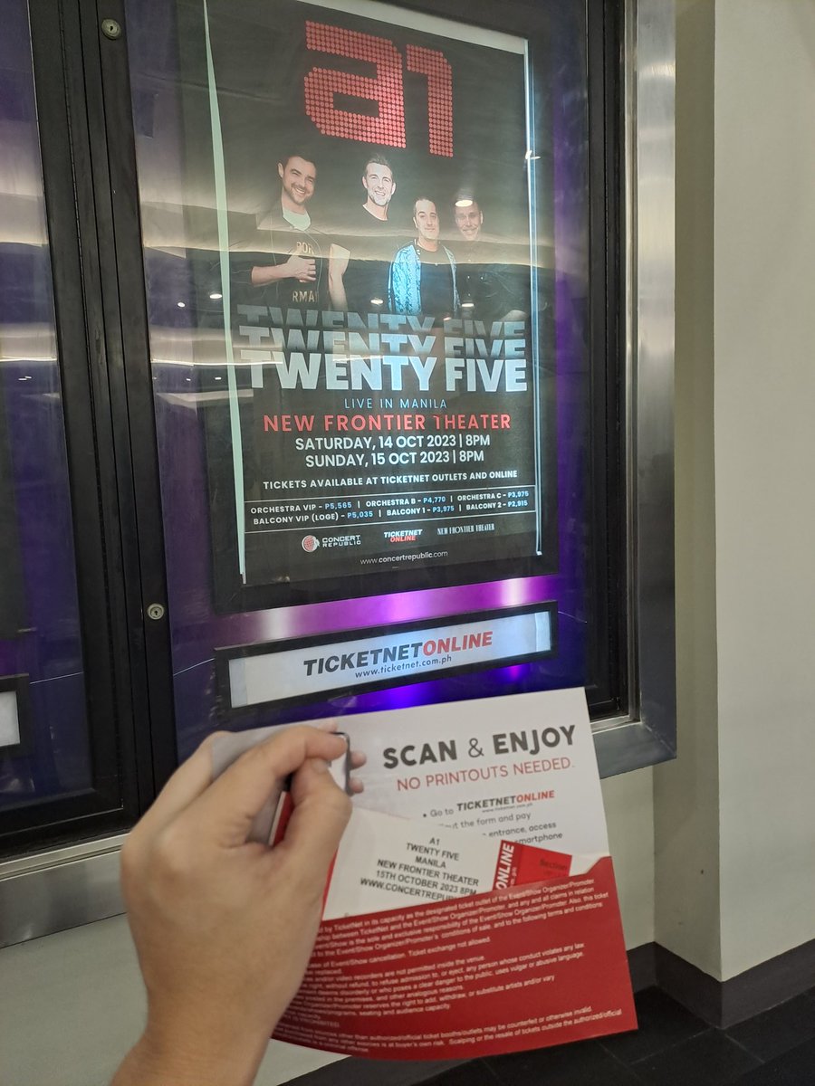 Tickets for 2 days concert event 🎟 
#A1TwentyFive #A1AnniversaryTour2023 #TwentyFiveAnniversaryTour #A1TwentyFiveMNL #A1Manila2023 #A1AnniversaryTourMNL #A1MNLDay2 #a1MNLDay1 #A1Boyband @benadamsuk @MarkReadMusic @mazzratazz @a1christian
📷  Oct 6/7 2023 @A1Official