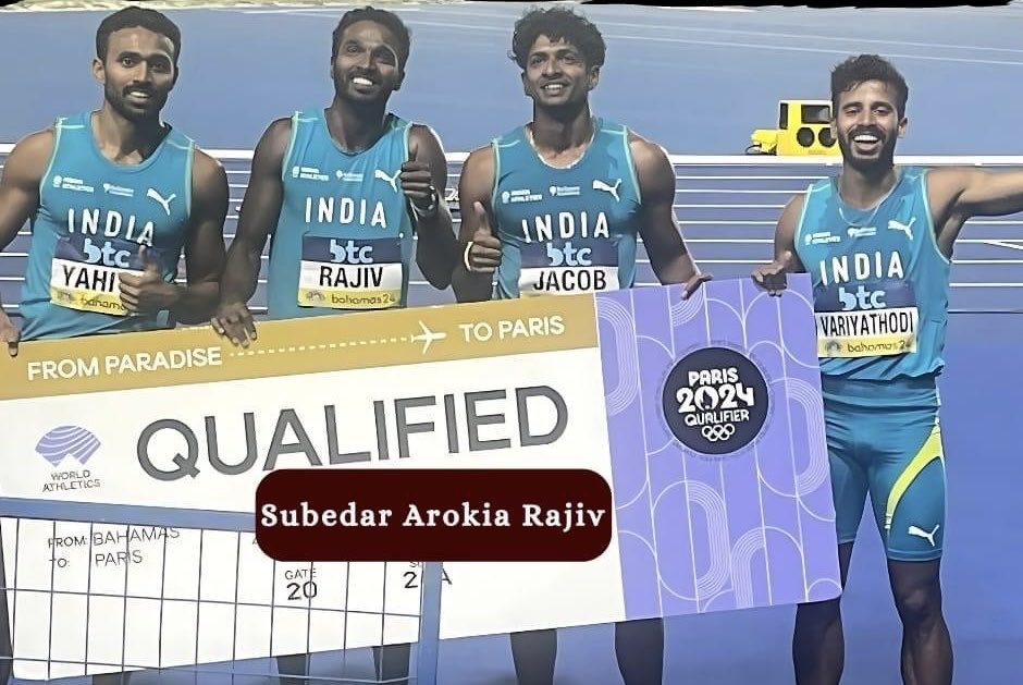 Congratulations to Men's 4x400m Relay Team comprising Subedar Arokia Rajiv, Muhammed Anas Yahiya, Muhammed Ajmal & Amos Jacob for qualifying round 2, held at #Bahamas & securing quota for Paris #Olympics 2024 - #IndianArmy contributing in every field #MissionOlympics.