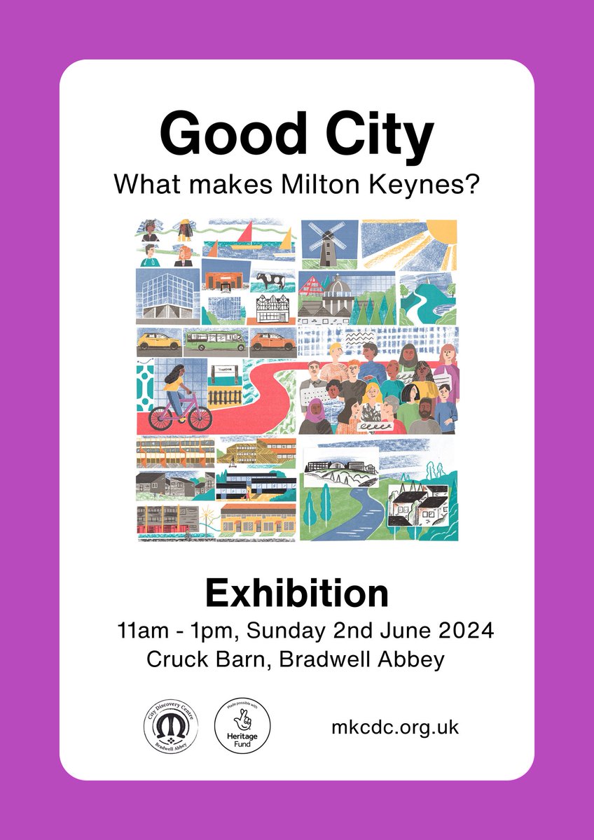 The finale to our Good City project will showcase the outcomes of conversations, ideas & creative expression with the community. Come along for family-friendly crafts, old maps & photos, and the chance to see new artwork. 11am–1pm, 2nd June, Cruck Barn mkcdc.org.uk/events/good-ci…