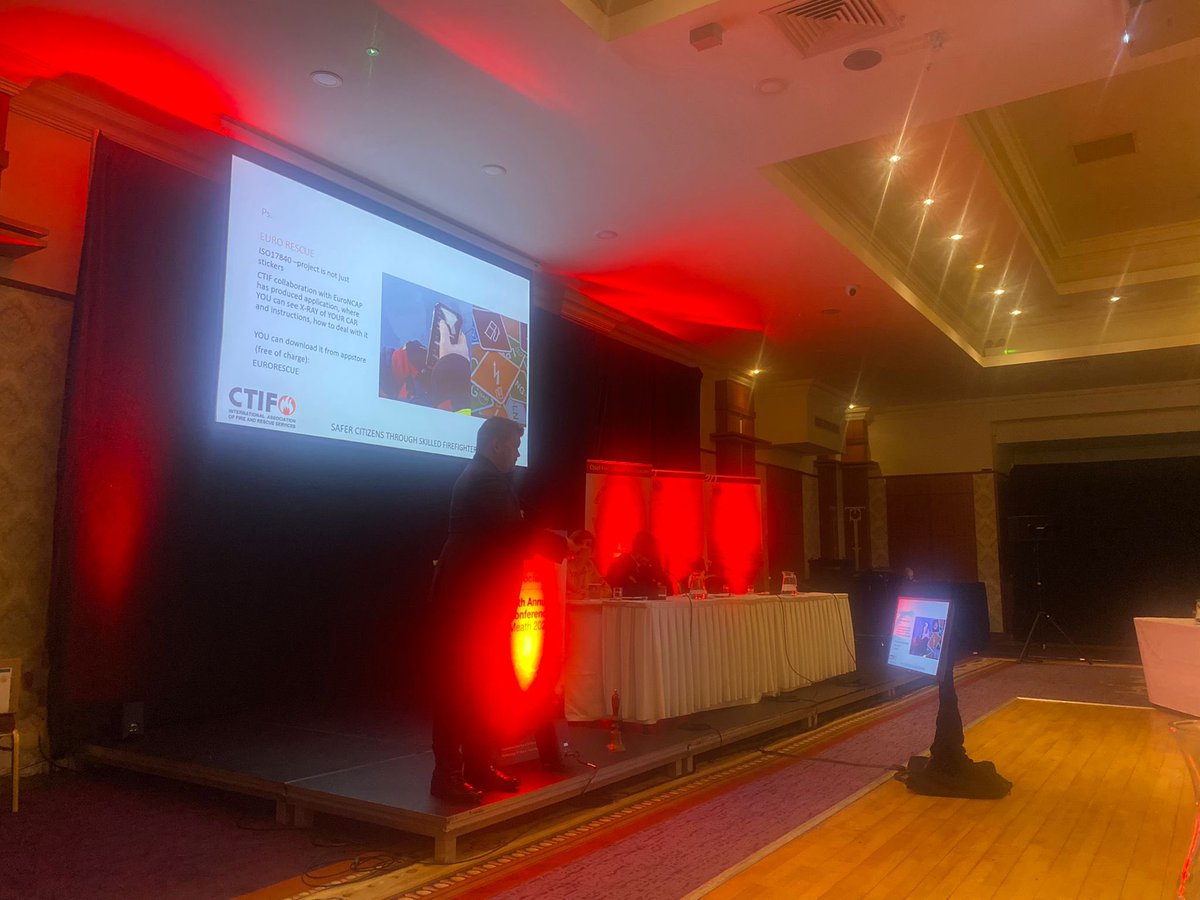 @MCCFireService hosting the annual @CfoaIreland conference. Mikko Saastamiinen currently speaking about ISO 17480 Vehicle Rescue Standards @ctif_org. @MCCFireService are also demonstrating electric vehicle techniques @DubFireBrigade