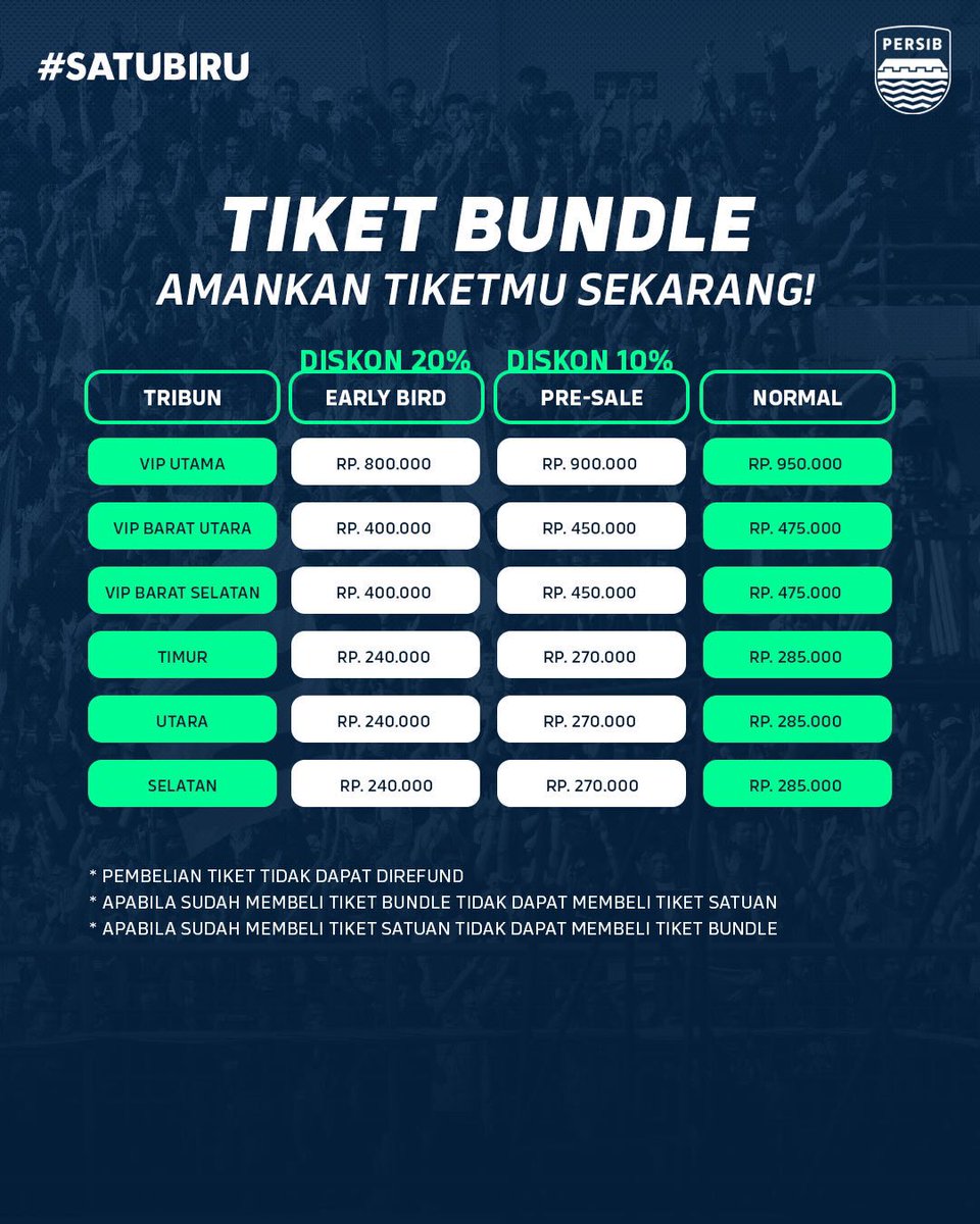 Untuk mengapresiasi dukungan dari seluruh Bobotoh yang selalu setia hadir ke stadion mendukung setiap perjuangan #PERSIB selama reguler series, #PERSIB akan memberikan prioritas bagi Bobotoh untuk pembelian tiket di Championship series nanti 🔜 Slide untuk informasi lebih…