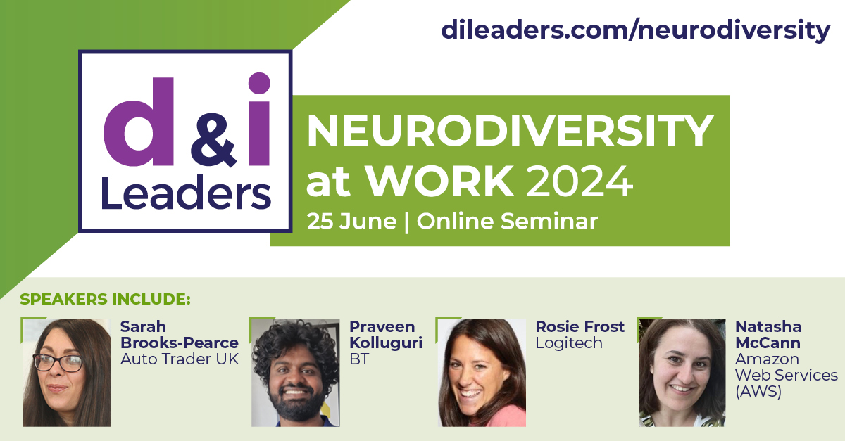 #Neurodiversity at Work 2024 - 25 June. Online seminar with 20 inspiring speakers, including:
- Sarah Brooks-Pearce, Auto Trader UK
- Rosie Frost, Logitech
- Praveen Kolluguri, BT
- Natasha McCann, AWS
Details: dileaders.com/neurodiversity/
#DILeaders
@texthelp @themotionspot