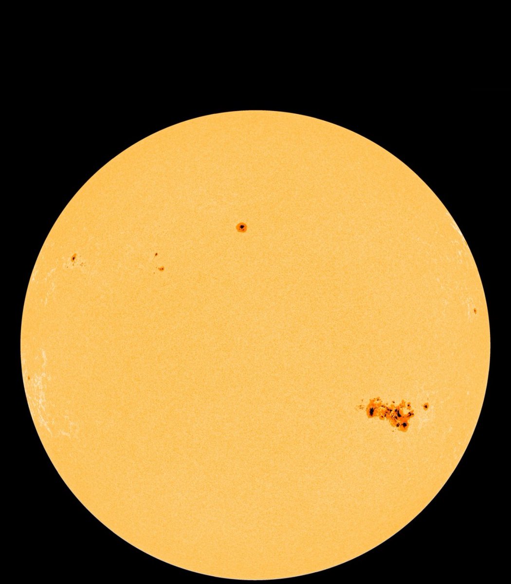Thought I would summarise why there is so much excitement in the space weather community right now. There’s a monstrous sunspot group on the Sun that’s massive enough to be visible to the naked eye (please use eclipse glasses) 🌞 👓 (1/n)